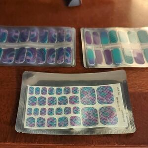Mermaid Pattern Nail Wraps And Pedicure
